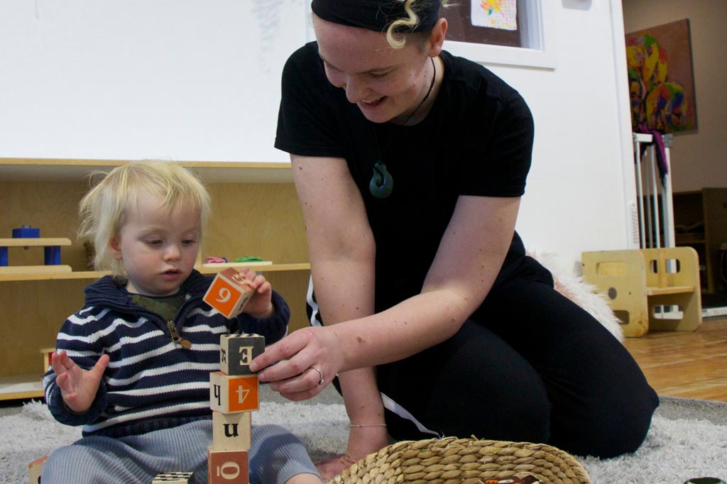 Toddler stacking blocks